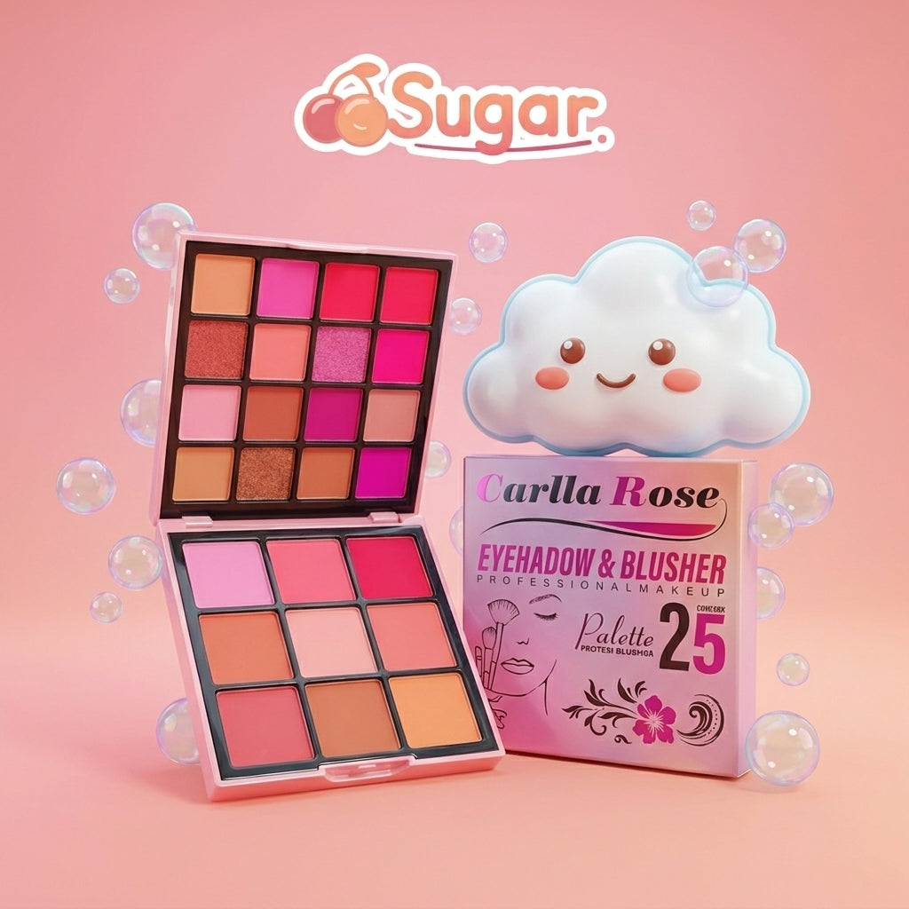 باليت Carla Rose آيشادو وبلاشر — 25 لون — Sugar